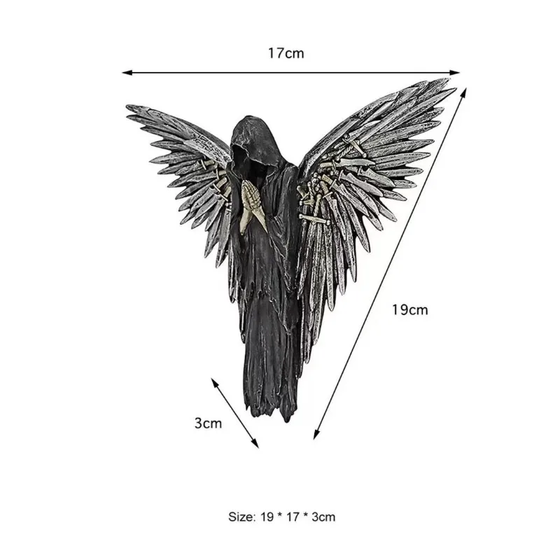 جديد الروح الأسود الجناح الملاك النحت الراتنج الحرفية وسيم كول قلادة جدار المنزل هالوين الديكور حفلة عيد ميلاد #5