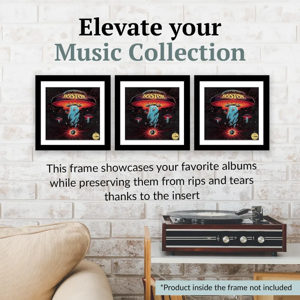 

Vinyl Record Frame Display, Music Album Cover Holder, Stunning Wall Art Decor w/White Mat, Dust-free Glass, 12-Pack
