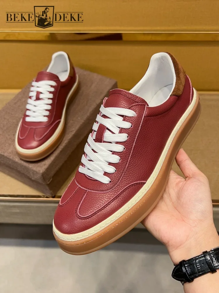 

Осень-зима, мужская дышащая однотонная повседневная обувь из натуральной кожи с круглым носком на шнуровке, универсальные модные кроссовки из воловьей кожи в стиле ретро