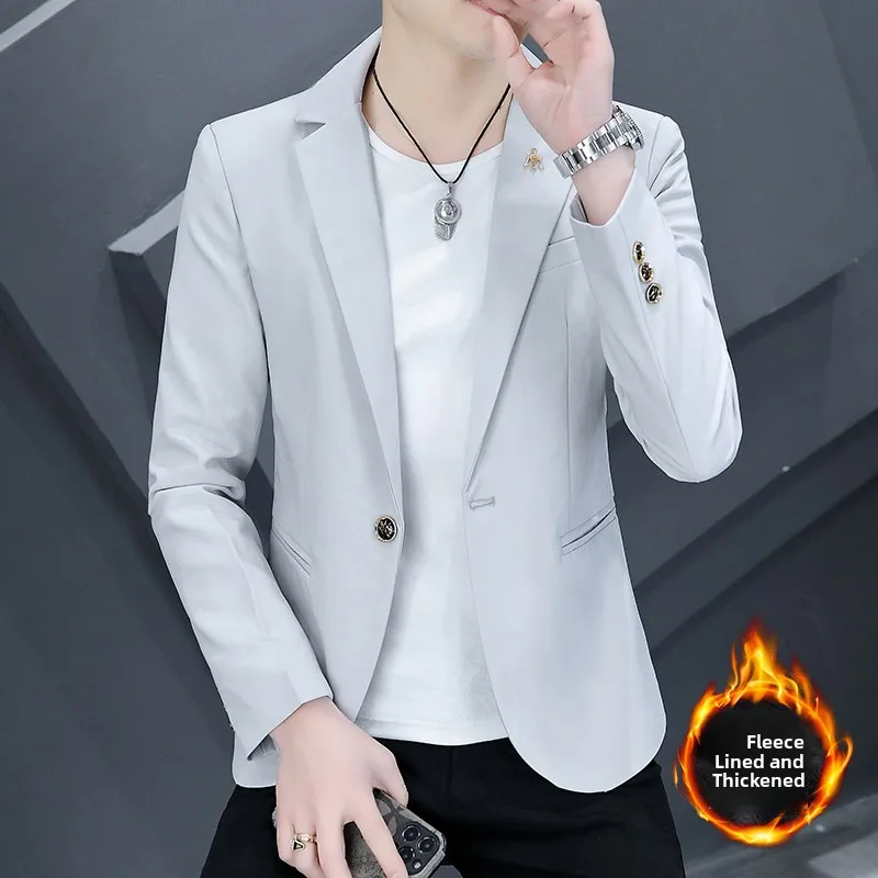 

Мужской повседневный цельный костюм на подкладке Fce Jaet Sli Slim Fit, осень-зима, модный городской костюм из полиэстера, длинный све