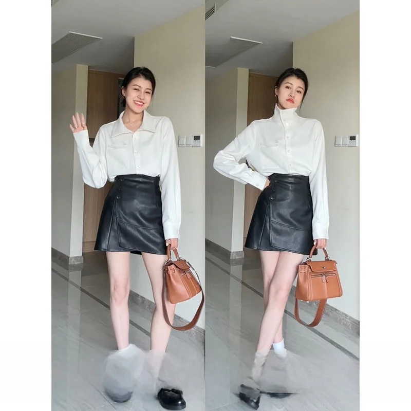 

Venus Set Simple High-End Feel Stand Collar Design irt High Waist Texture f Skirt Versatile Faionable Women's Outfit