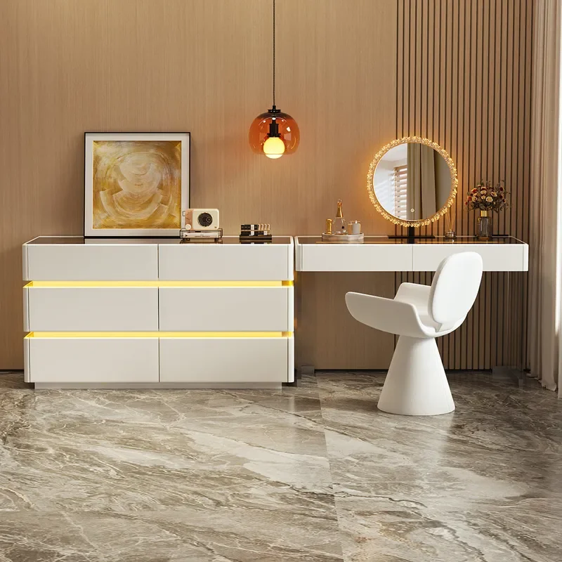 Italian Minimalist Dresser Chest Light Luxury Makeup Table High End Bedroom Furniture Small Apartment Storage Cabinet