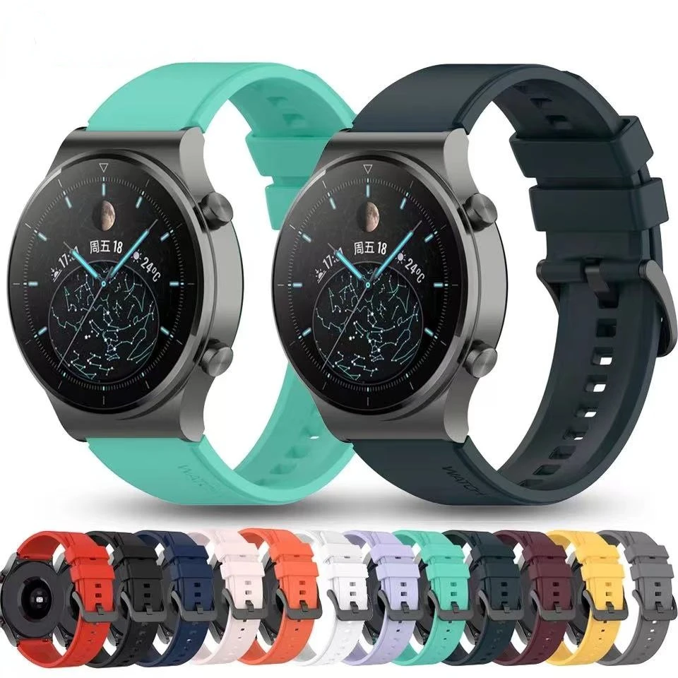 

22mm 20mm Silicone Strap For Huawei Watch 4/3/GT3-4 Pro/Samsung Watch 3 4 5 6/S3 Original Sports Bracelet Correa Amazfit GTR/GTS