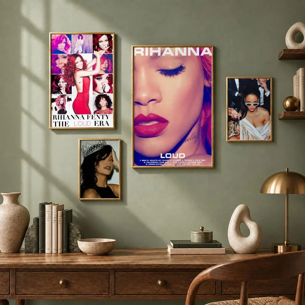 Iconic Singer R-RihannaS Poster HD Self-Adhesive No Residue After Removal Ideal for All Kinds of Wall Decor