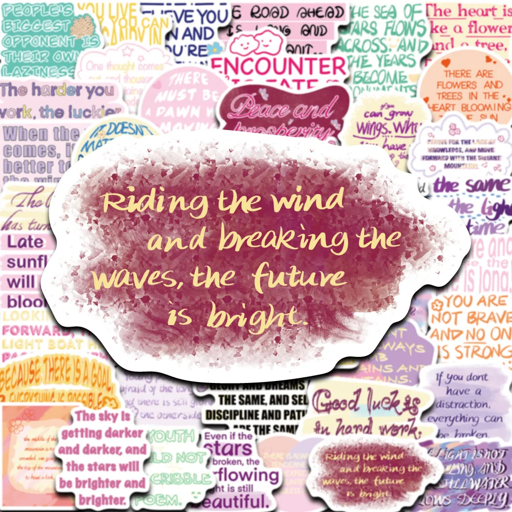 50 STKS Mooie Motiverende Engelse Zinnen Sticker Laat Je de Meer Schitteren Je Werkt de gelukker U Krijgen Creatieve Decoratie