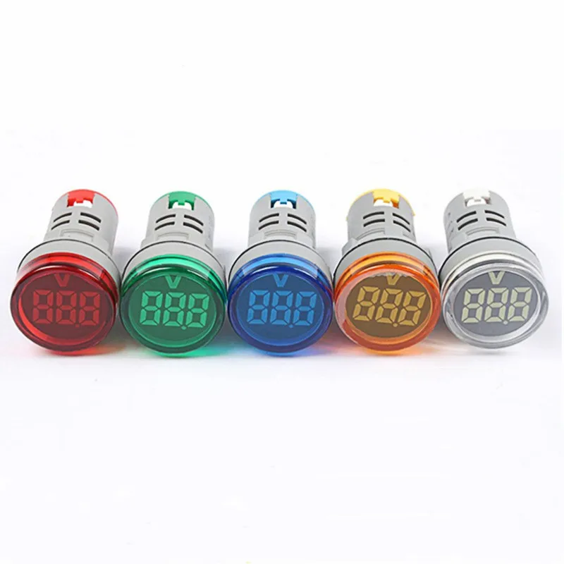 DIY Mini Digital Voltmeter 22mm Round AC 12-500V Volt Voltage Tester Meter Monitor Power LED Indicator Pilot Lamp Light Display