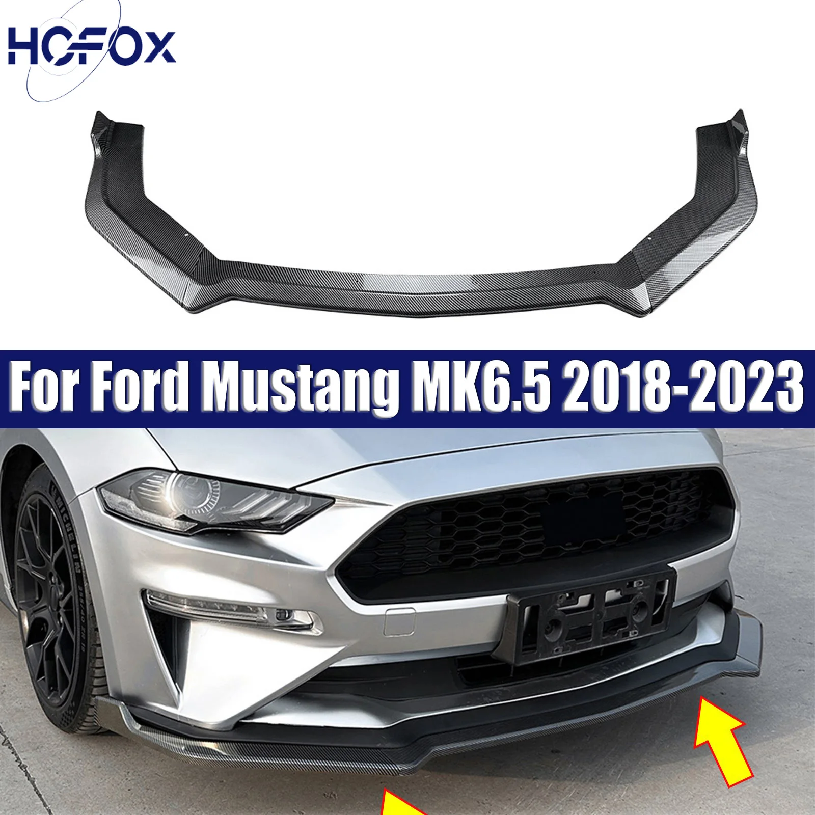 

Car Front Bumper Splitter Lip Diffuser Spoiler Guard Bodykit For Ford Mustang MK6.5 2018-2023