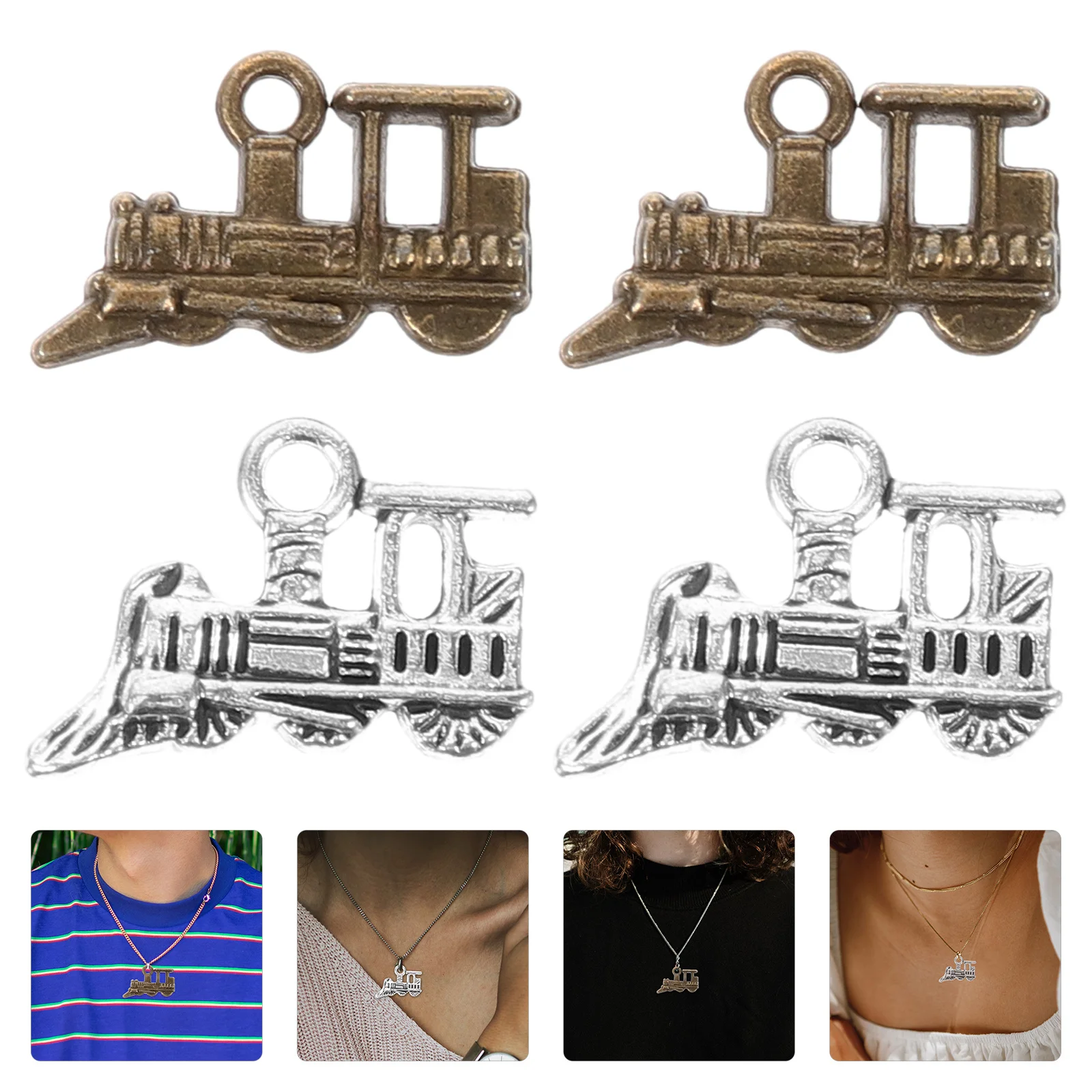 

60 Pcs DIY Vintage Pendant Alloy Charm Train Decorative Charms Necklace Pendants