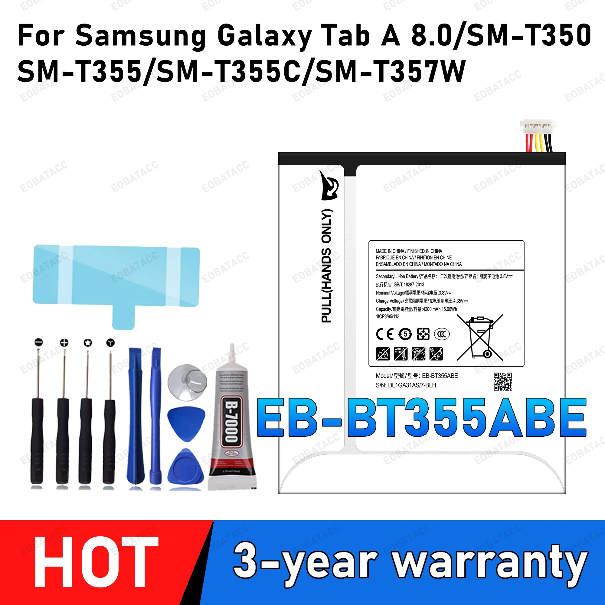 

100% новый высококачественный аккумулятор EB-BT355ABE для Samsung GALAXY Tab A 8,0 T355C GALAXY Tab5 SM-T355 SM-T350 + инструменты