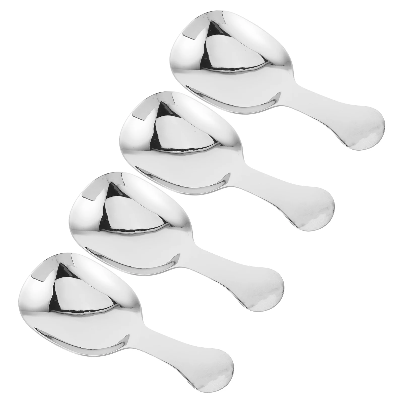 4pcs Stainless Steel Short Handle Tea Set Thickened Metal Scoop For Coffee Beans Salt Baking Powder Kitchen Use Golden Cookie