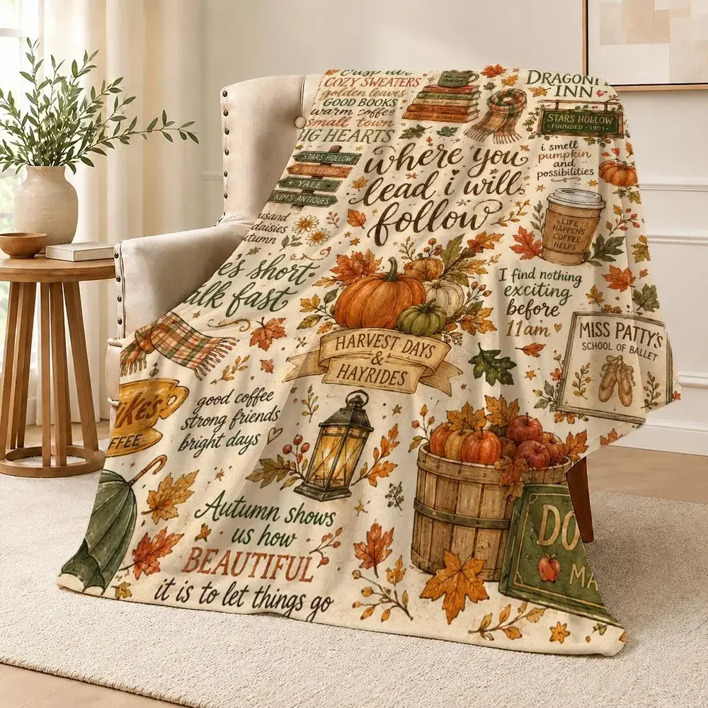 Gilmore Girls Cozy Small Town Coffee Autumn Fan Aesthetic Throw Soft Flannel Throw Blanket Warm for Couch Bed Sofa Cozy