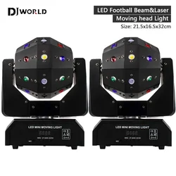 2 pçs 16x3w profissional dj bola de discoteca luz led feixe laser estroboscópio movendo a cabeça luz futebol dmx festa mostrar iluminação palco