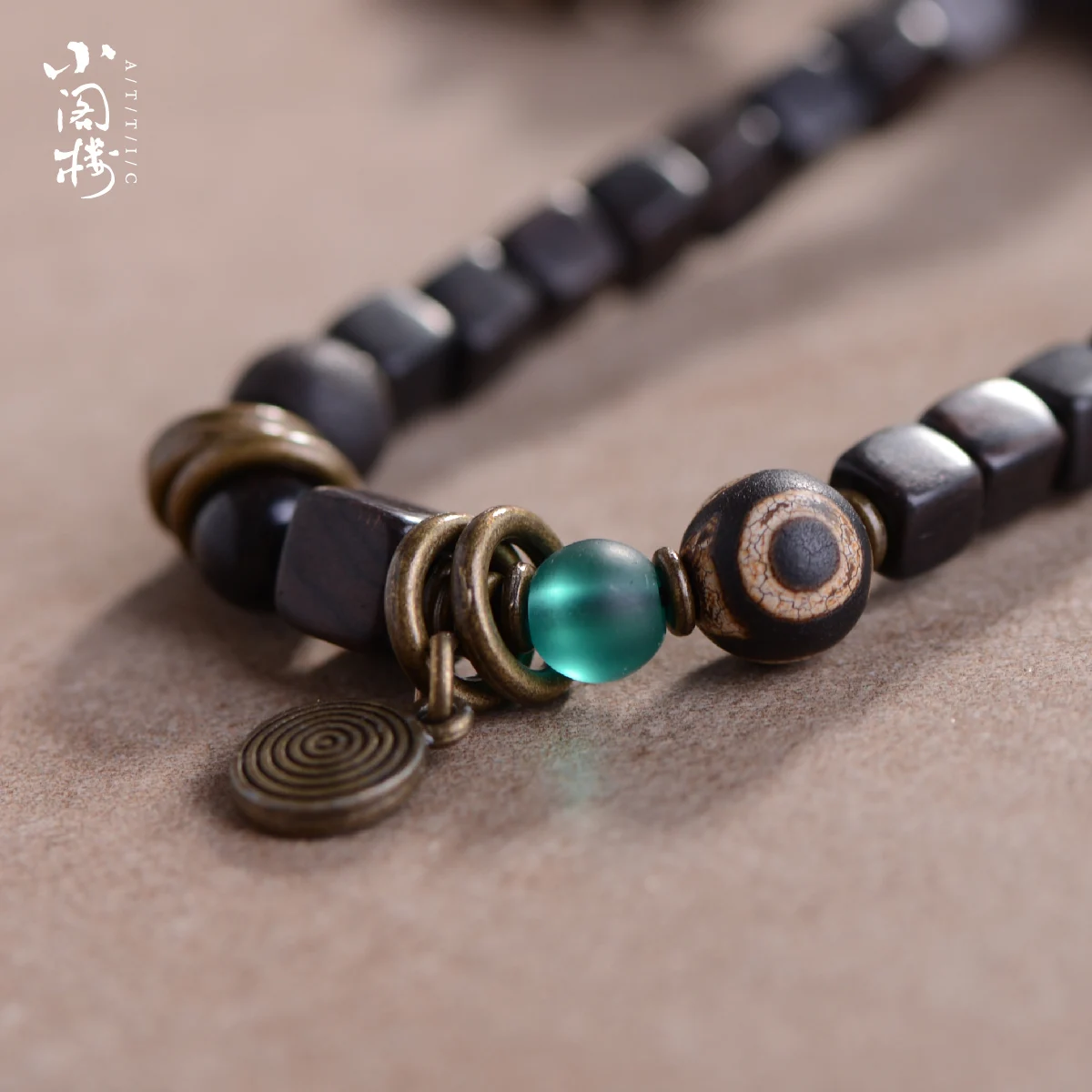 Barrel Beaded Multilayer 108 Bead Black Wood Mala Beads Natural Ebony Tibetan Buddhist Handmade Bracelet For Women Men Unisex