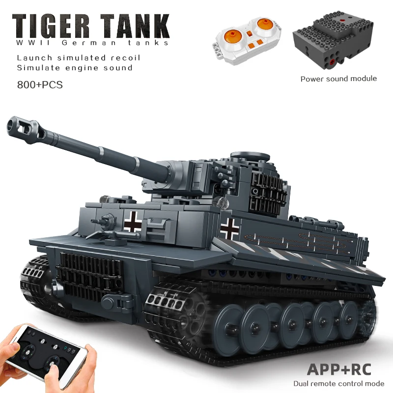 

WW2 Germany The King Tiger Heavey Tank Vehicle Building Blocks Army Soldiers Weapon RC Bricks Kids Military Construction Toys