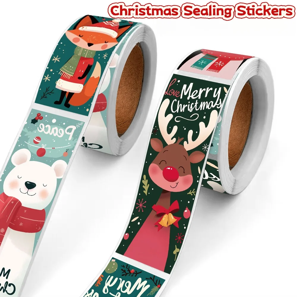 

Roll of Christmas Sealing Stickers - for Gifts, Envelopes, Scrapbooking & Decoration A