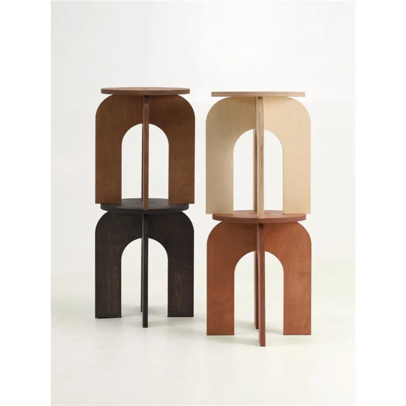 Button stool birch ocean bench round stool low stool simple DIY aluminum profile casual Nordic Xiaohongshu same style