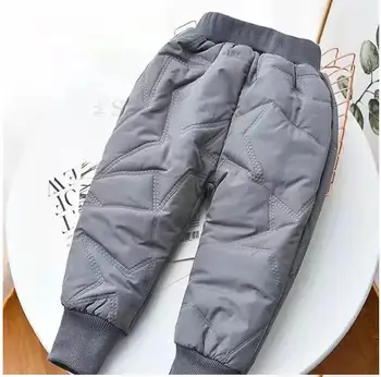 Baby Kids Thick Cotton Ski Pants Boys Girls Winter Plus Velvet Warm Trousers Toddle Waterproof Outdoor Pants For 1-6 Years Old 4