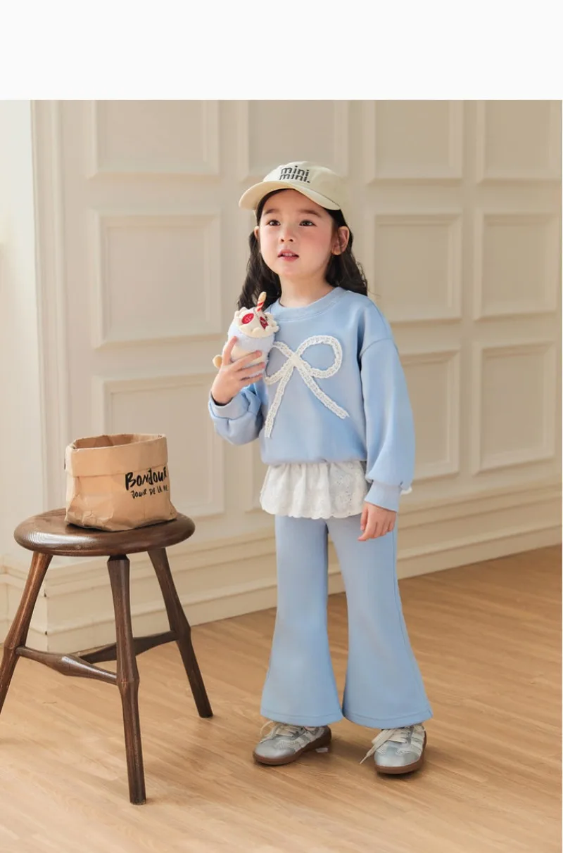 RAISE 2-8 Jahre Kinder Mädchen Zweiteiliges Outfit Herbst Kinder Mädchen Schleifen-Sweatshirt Trainingsanzüge 2026 Spitzenbesetzte Schlaghose Outfits – Detail 19