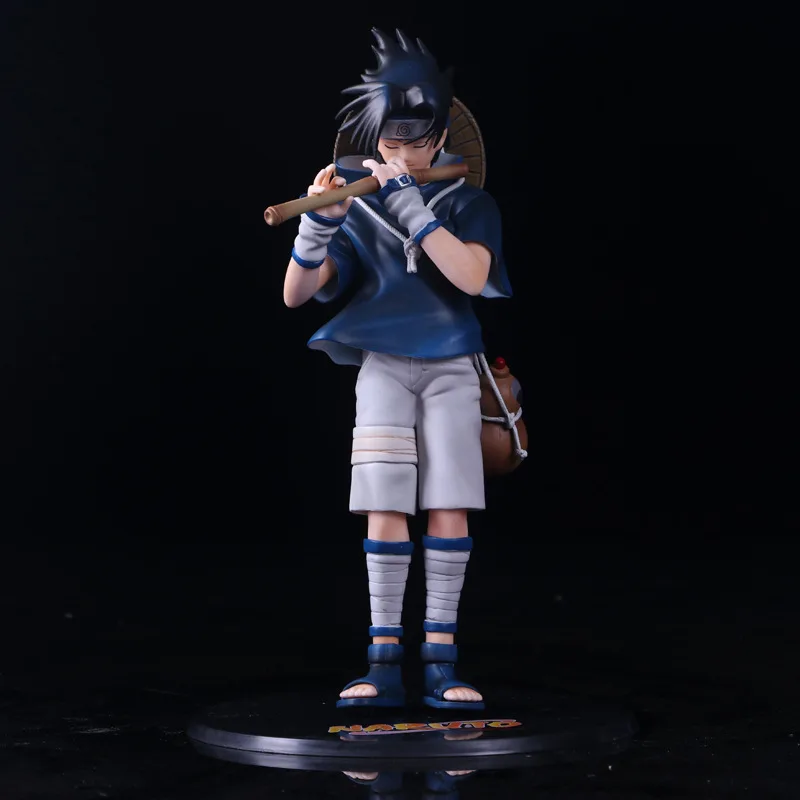 Anime Peripheral NARUTO Uchiha Sasuke Piping Flute Standing Posture Statue PVC Action Figure Collectible Model Toy Boxed