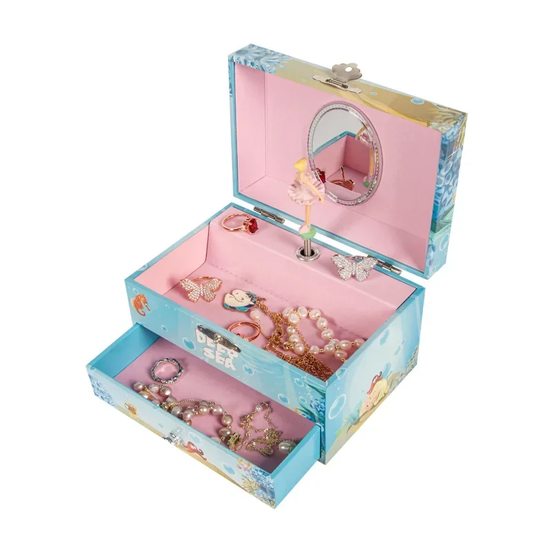 Caja de música de baile y Ballet con caballito de mar, mundo submarino de 5 pulgadas, regalo de cumpleaños y Navidad para niños, esposa e hija