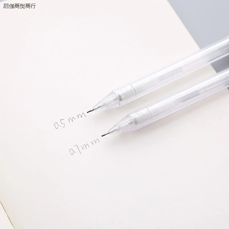 5 Teile/satz Druckbleistift Weiß Einfacher Automatischer Stift 0,5/0,7 mm für Studenten Schulbedarf Bürozubehör Schreibwaren – Detail 5