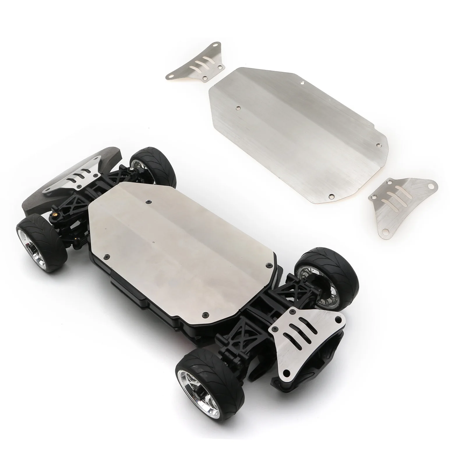 Image of Edelstahl-Chassis-Schutzplatte, 3-teiliges Set für Tamiya TT02 1/10 On-Road RC Car