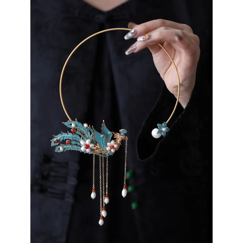 

Antique horse dress accessories Yingluo fringed new Chinese collar natural freshwater pearl collarbone chain