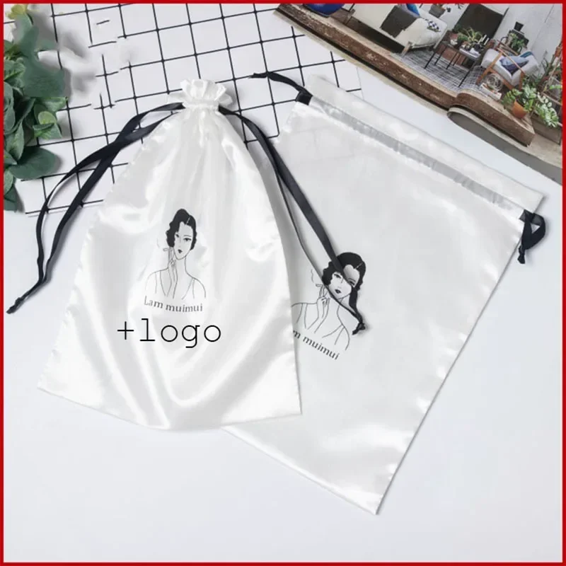 Satin Drawstring Pouch Luxury Hair Jewelry Cosmetic Makeup Cute Cellphone Shoe Storage Packaging Bags for Business Silk Gift Bag