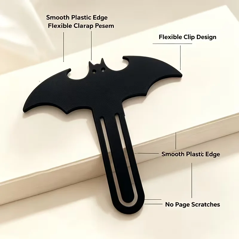 Halloween Bat Bookmark Clip Gothic Style Page Marker Single Plastic Accessory Available in Black And White