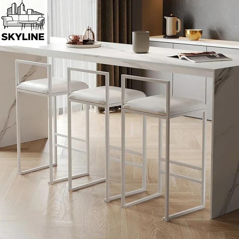 Minimalist Bar Stools Household High Kitchen Stools Minimalist Creative Front Desk Island High Stool Chair Backrest Bar Chairs