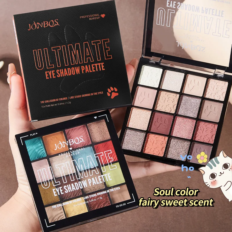 Kleurmake-up JONBOS Kleurrijke 16-oogschaduwplaat Matte parelmoer Everyday Earth Candy Color