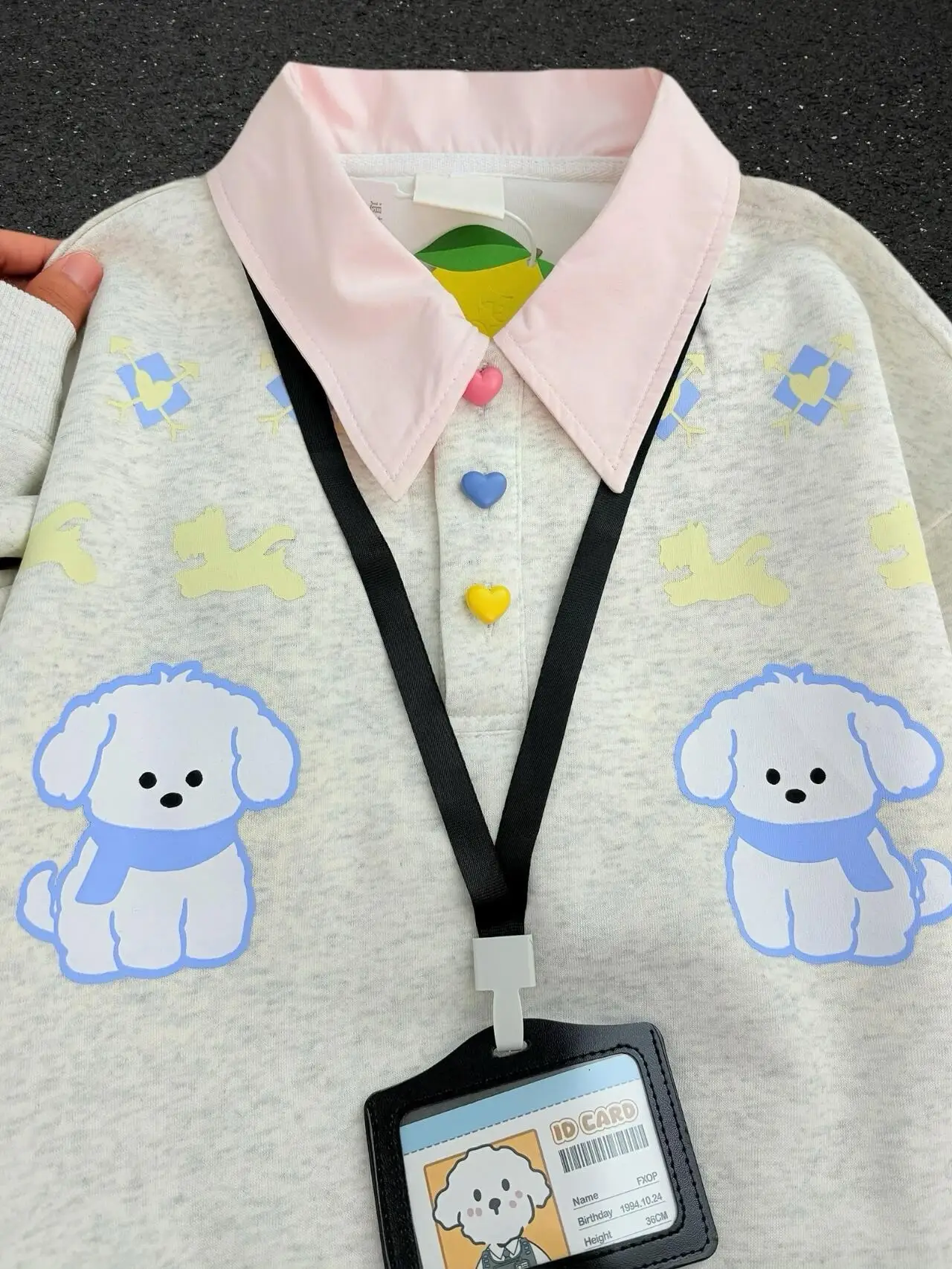 

Женская свободная утепленная толстовка с капюшоном и мультяшным принтом собаки, осенне-зимний теплый топ с воротником, имитация хлопка, комплект из двух предметов