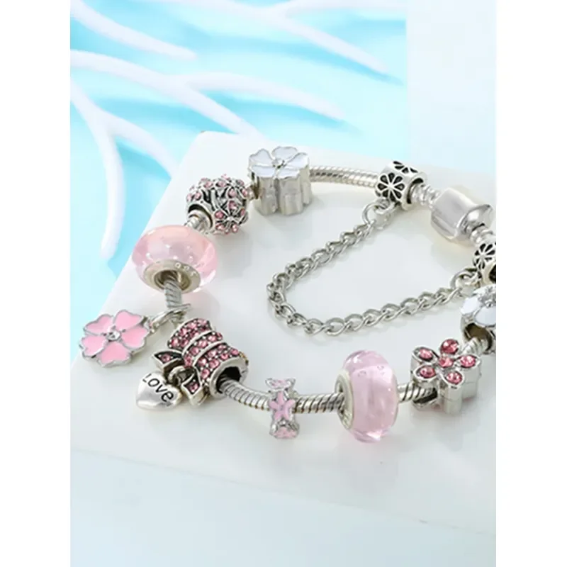 1 best-selling bracelet trendy DIY boutique glass inlaid diamond bracelet with Pan family style personalized jewelry bracelet