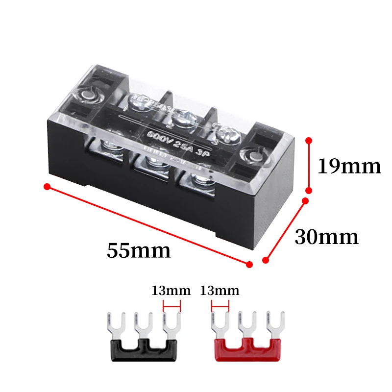 1 stücke 25A 600 V Zweireihige Streifen Elektrische Schraube Terminal Block Zaun Schraube Band Draht Stecker 3/4/5/6/8/10/12 Position