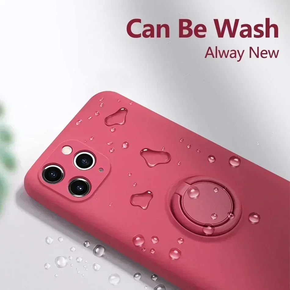 Liquid Silicone Finger Ring Magnetic Holder Bracket For iPhone  14 13 12 11 Pro Mini  Phone Case image 3