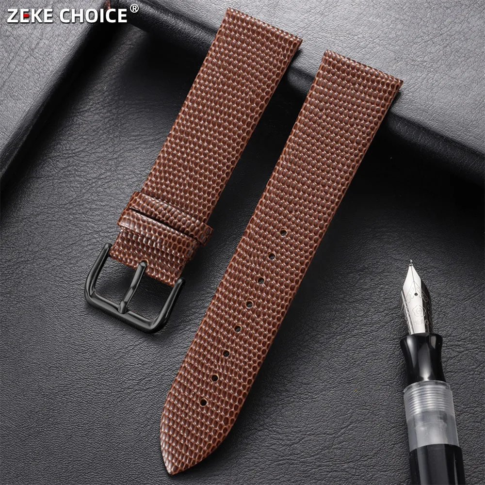 Brown Black Cowhide Watch Strap 10/12/14/16/18/20/22mm Universal Lizard Pattern Leather Watch Band for Seiko for Omega Bracelets