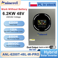 Aninerel 6.2kw 48V Hybrid Solar Inverter Dual Output Color LCD Display With RGB Lighting MPPT 120A PV 500VDC PL EU In Stock