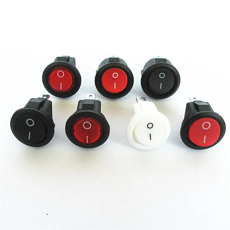 15MM round switch button 3/2 pin two-position/three-position, small power supply, boat-type switch with light small round switch