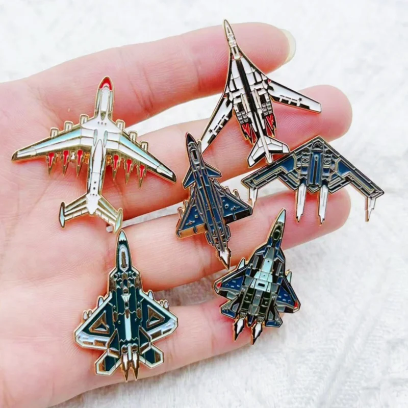 6 pieces of aircraft series brooch Zhuhai Airshow space shuttle model badge military fan collection hobby souvenir