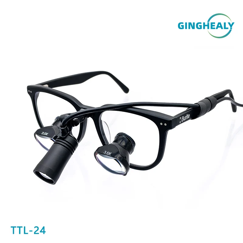 

Burite 24 TTL Galilean Loupes 2.5X/3.0X/3.5X IPD Customized Dental Surgern plastic lens LED headlights USD port Acetate frames