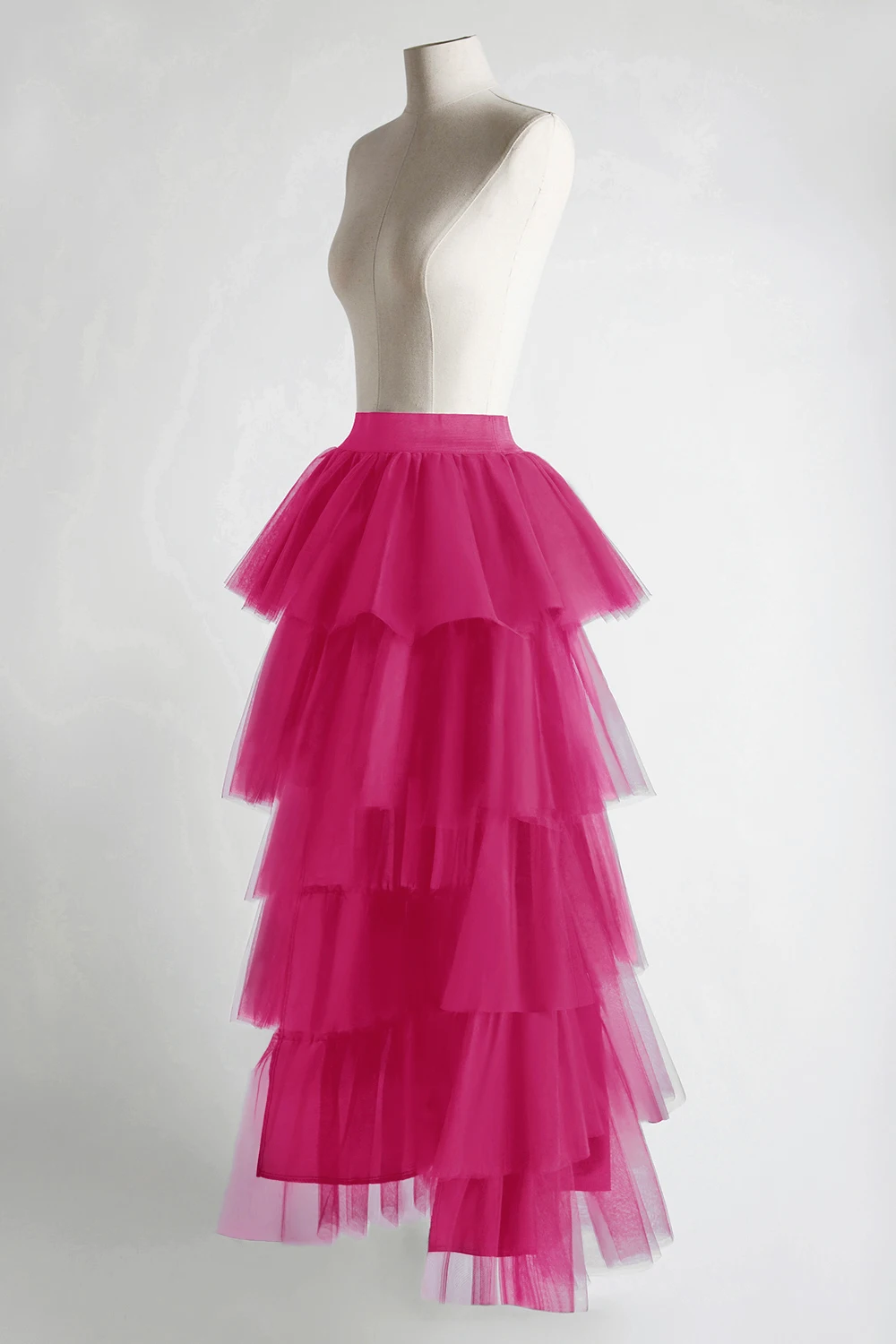 FATAPAESE High Low Tulle Skirt Iered Ruffles Asymmetrical Prom Skirt Punk Tulle Gown Under Petticoat Casual Party Outfit