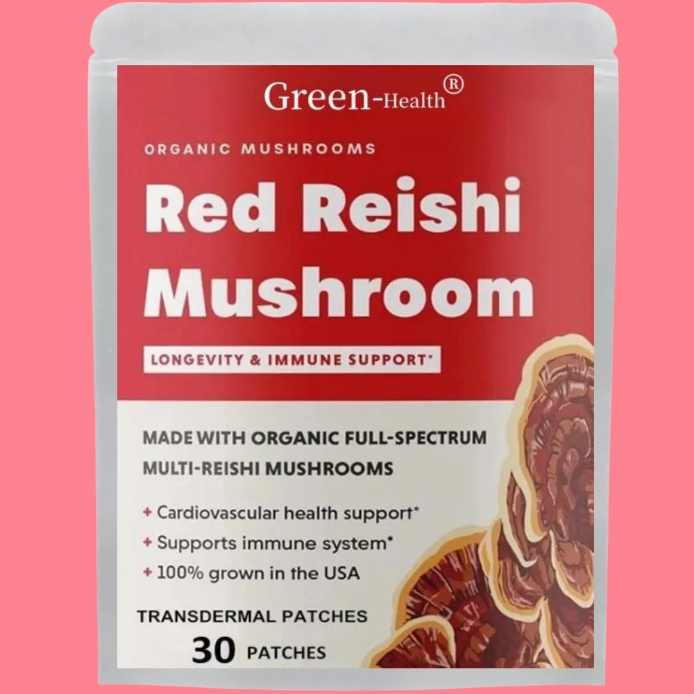 

30 Patches Reishi Mushroom Transdermal Patches Organic Ganoderma Lucidum for Immune Support, Cardio Health and Energy