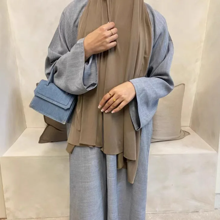 Linen Closed Abaya Dubai Luxury Muslim Hijab Dress Turkey Casual Abayas African Dresses for Women Ramadan Eid Islam Kaftan Robes