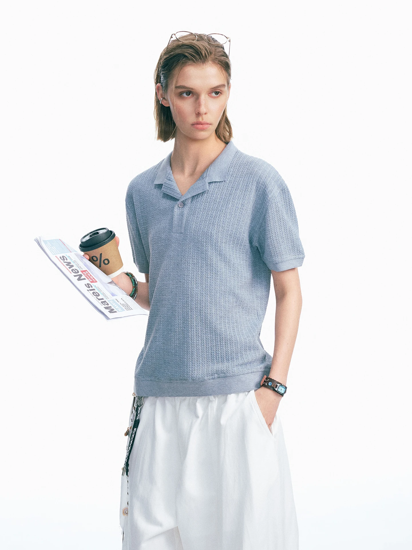 Dream Made Men's  Neck Knitted Short Sleeve T-Shirt Lightweight Summer Breathable Half Sleeve Fashionable Commute Style
