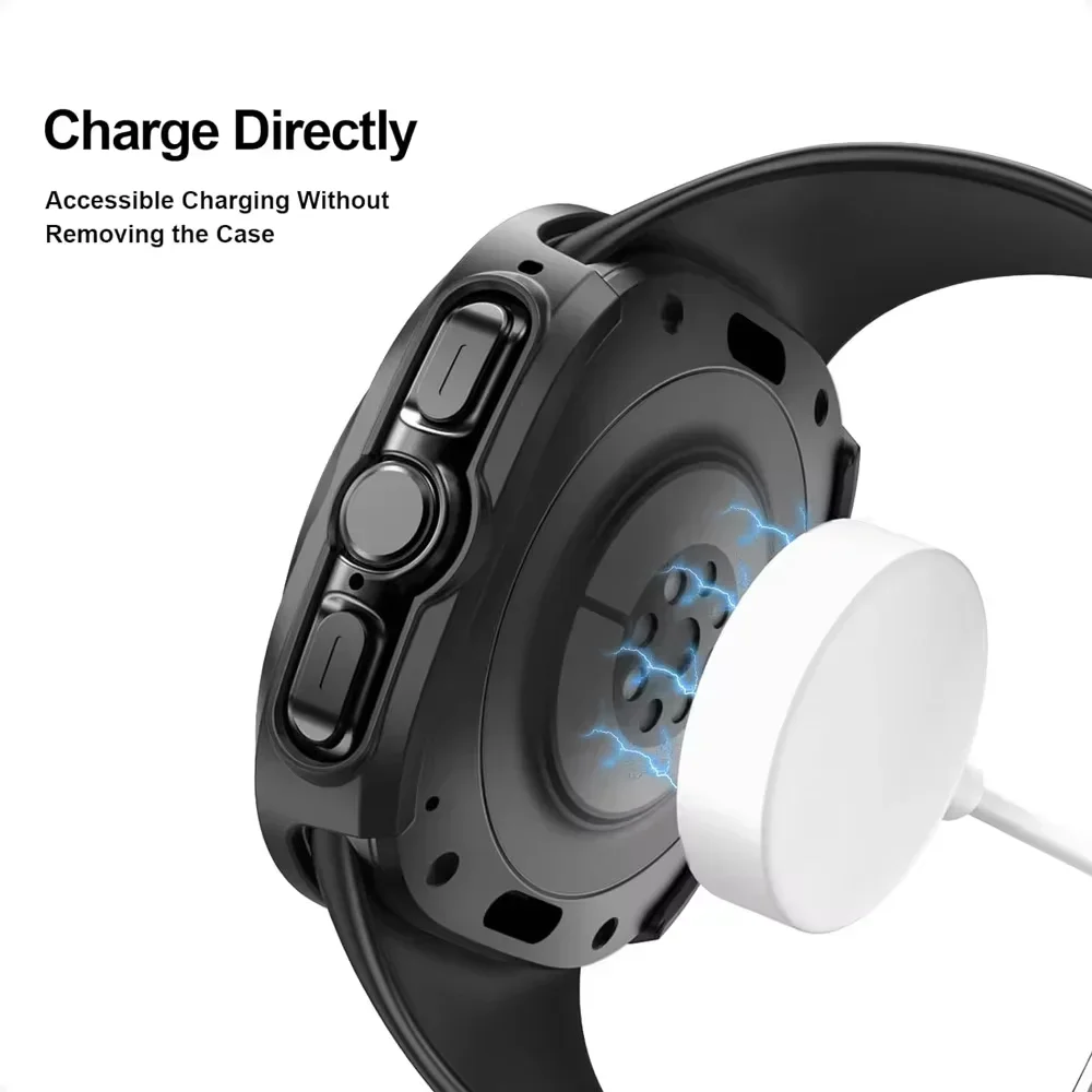 حافظة كمبيوتر + زجاج لساعة سامسونج جالاكسي الترا 47 ملم شاشة واقية من الزجاج المقسى لساعة جالاكسي 7 الترا غطاء ممتص للصدمات