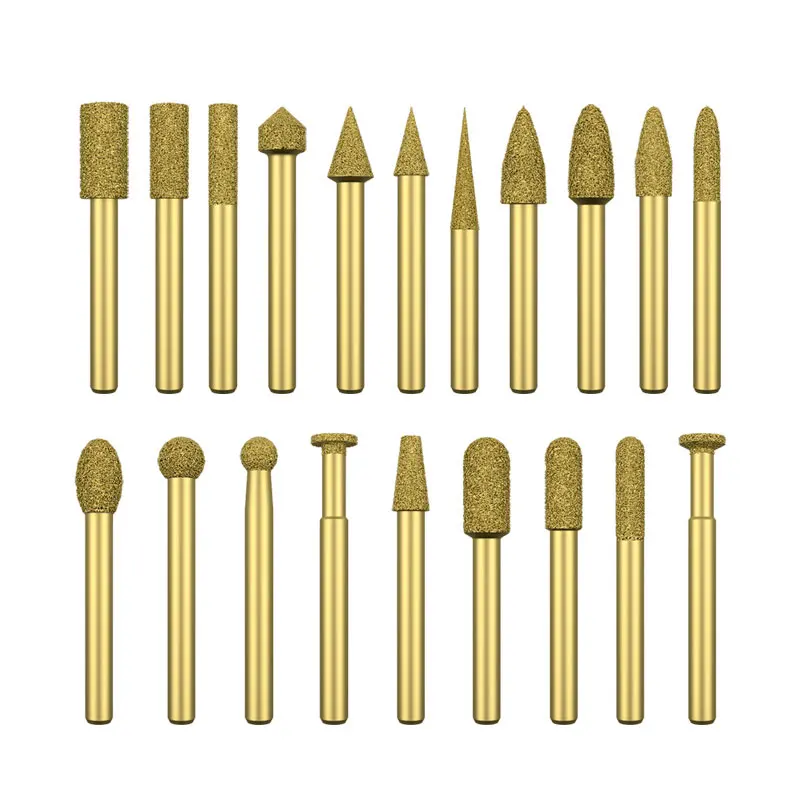 Testa di molatura diamantata, lima rotante in lega, testa di molatura interna, trapano a mano, trapano per lucidatura e molatura con sabbia diamantata, mola brasata