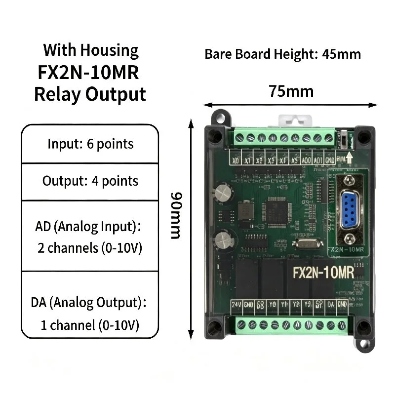 PLC Industrial Control Board Programmable Controller FX2N‑10/14/20/24/32 MR/MT Serial Port Compact Type