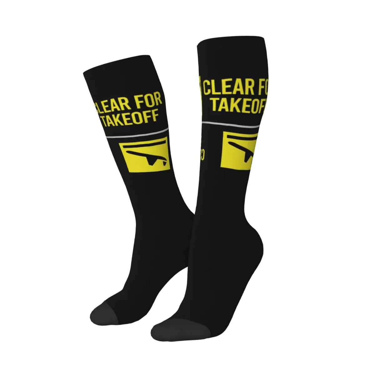 Funny Clear For Takeoff Landing Stockings Women Girl 3D Print Aviator Pilot Airplane Sports Football Thigh High Socks