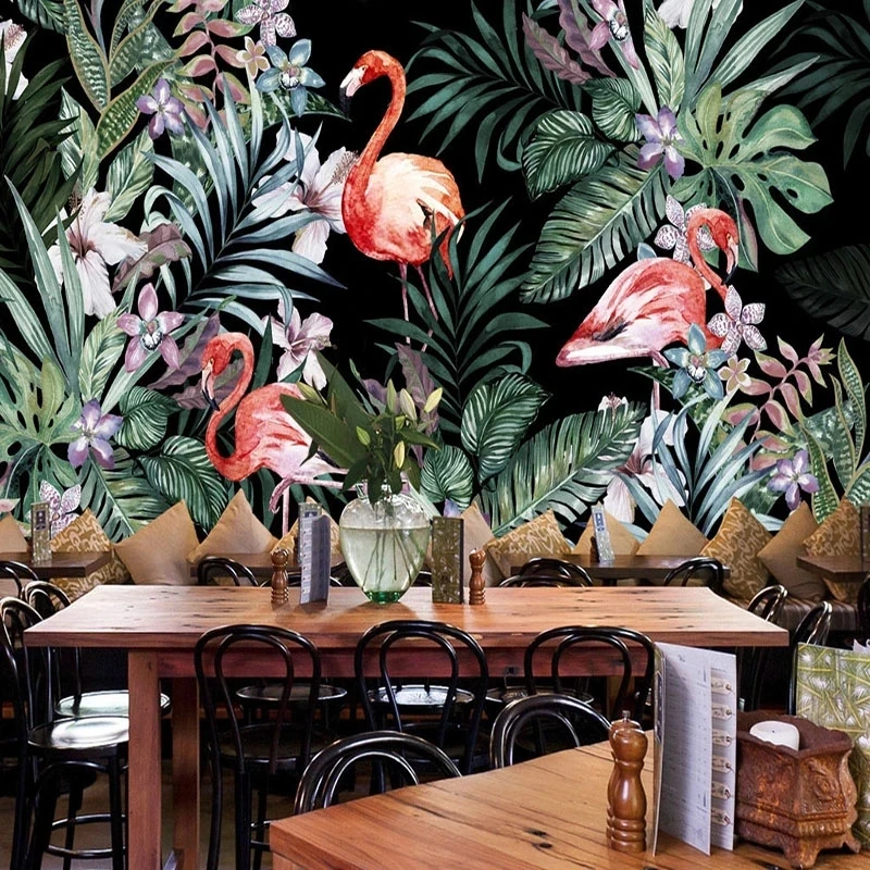 Customized Mural 3D Hand Painted Pastoral Tropical Rainforest Leaf Bird Wallpaper Living room TV background bedroom restaurant