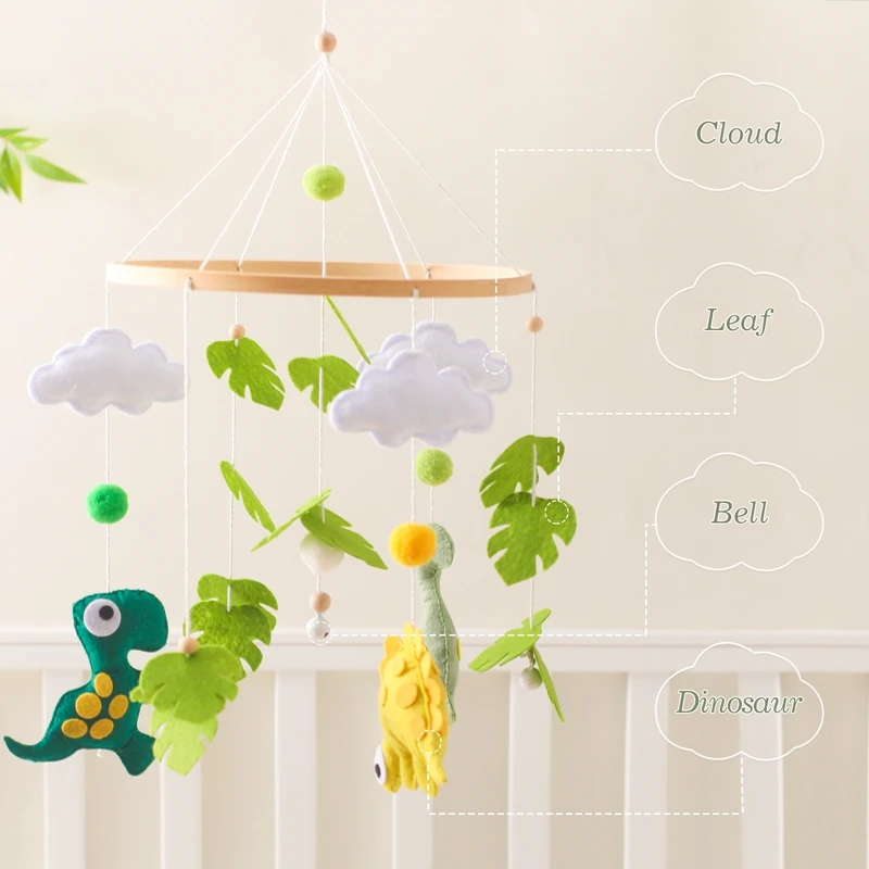 Sonajero de fieltro de dibujos animados para bebé, juguete colgante de campana de cama Musical móvil de madera, soporte de cuna para recién nacido de 0 a 12 meses